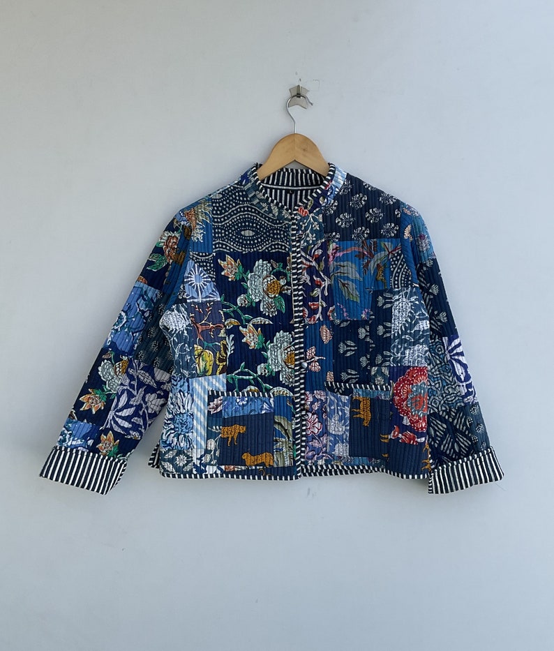 Veste matelassée patchwork en coton style bohème floral automne hiver veste manteau Streetwear Boho veste réversible matelassée pour femme image 2