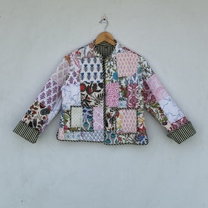 Veste matelassée patchwork en coton style bohème floral automne hiver veste manteau Streetwear Boho veste réversible matelassée pour femme image 9