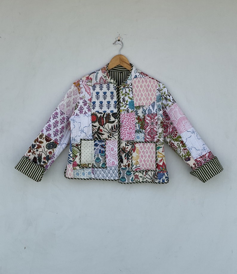 Veste matelassée patchwork en coton style bohème floral automne hiver veste manteau Streetwear Boho veste réversible matelassée pour femme image 9