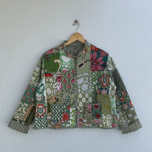 Veste matelassée patchwork en coton style bohème floral automne hiver veste manteau Streetwear Boho veste réversible matelassée pour femme image 3