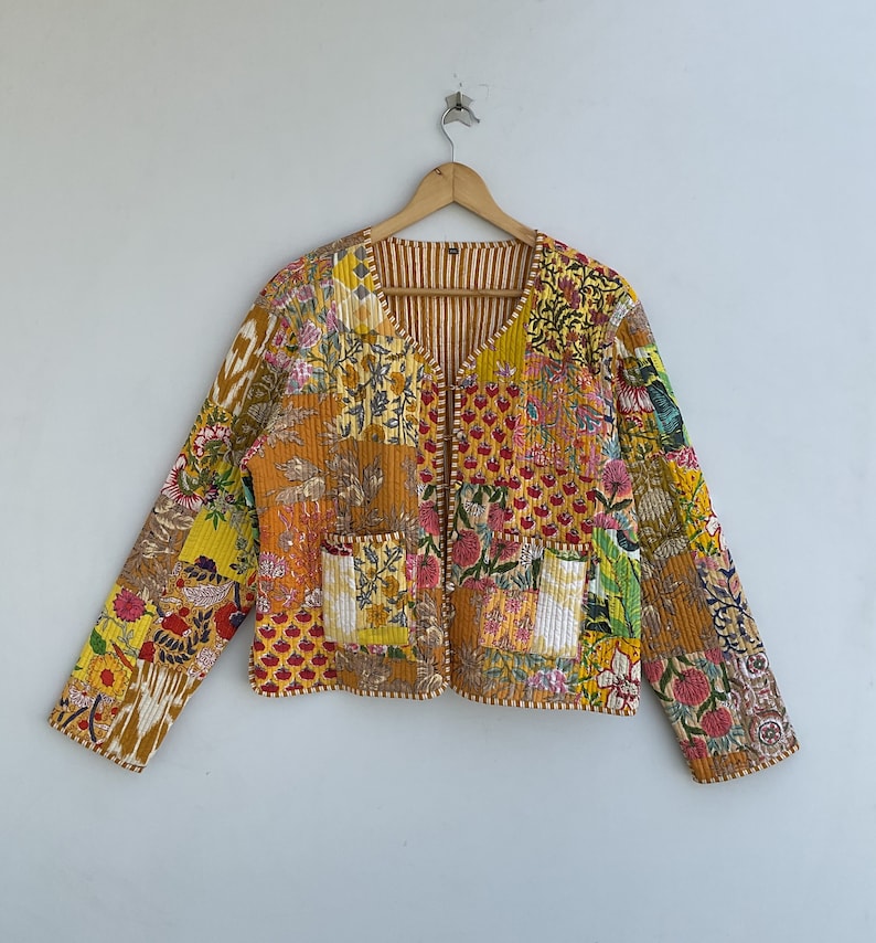 Veste matelassée patchwork en coton style bohème floral automne hiver veste manteau Streetwear Boho veste réversible matelassée pour femme image 4