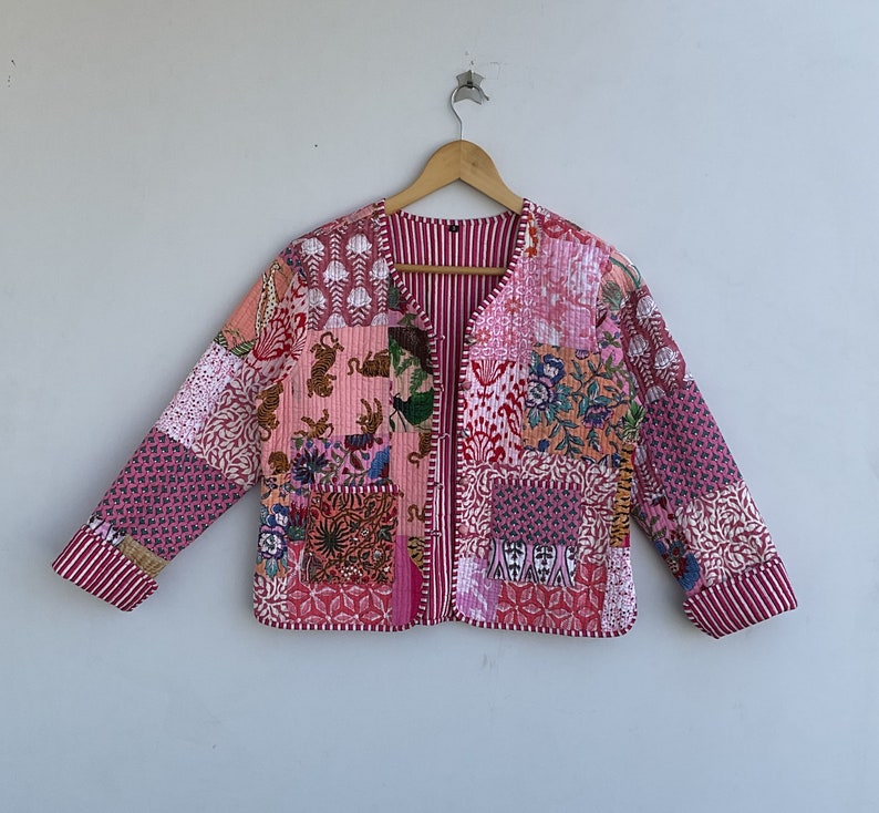 Veste matelassée patchwork en coton style bohème floral automne hiver veste manteau Streetwear Boho veste réversible matelassée pour femme image 5