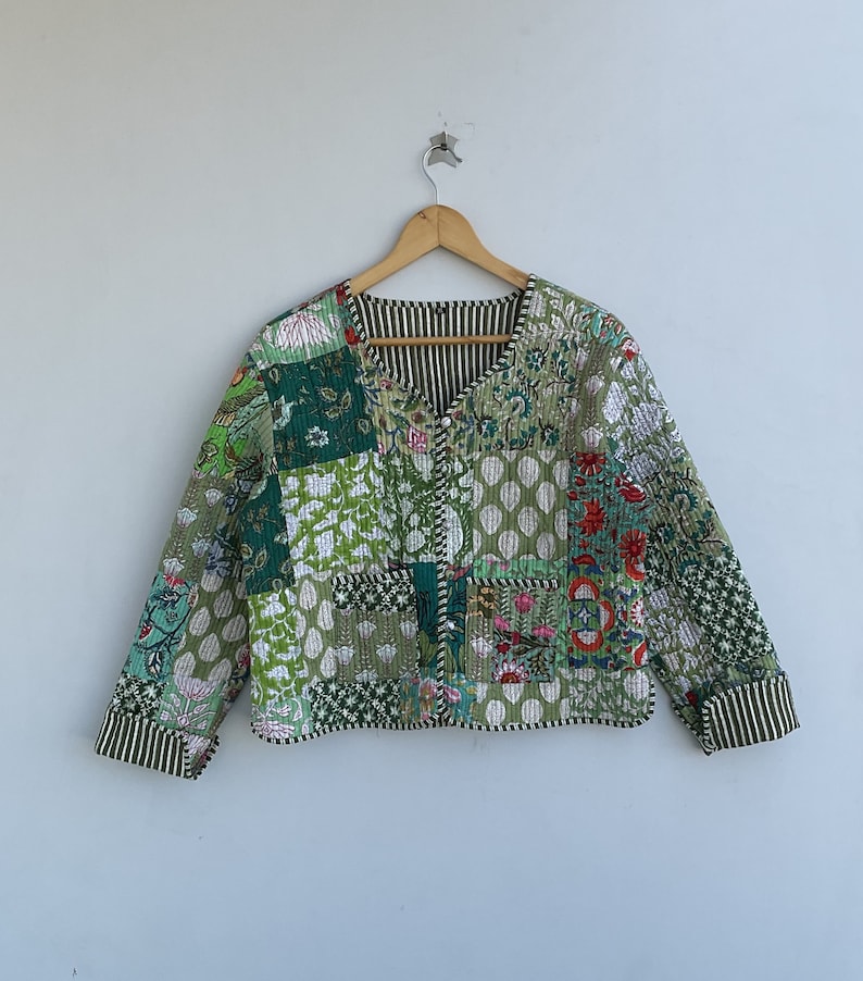 Veste matelassée patchwork en coton style bohème floral automne hiver veste manteau Streetwear Boho veste réversible matelassée pour femme image 6