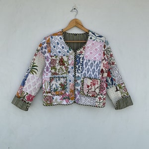 Patchwork Quilted Jacket Cotton Floral Bohemian Style Fall Winter Jacket Coat Streetwear Boho Quilted Reversible Jacket For Women zdjęcie 10