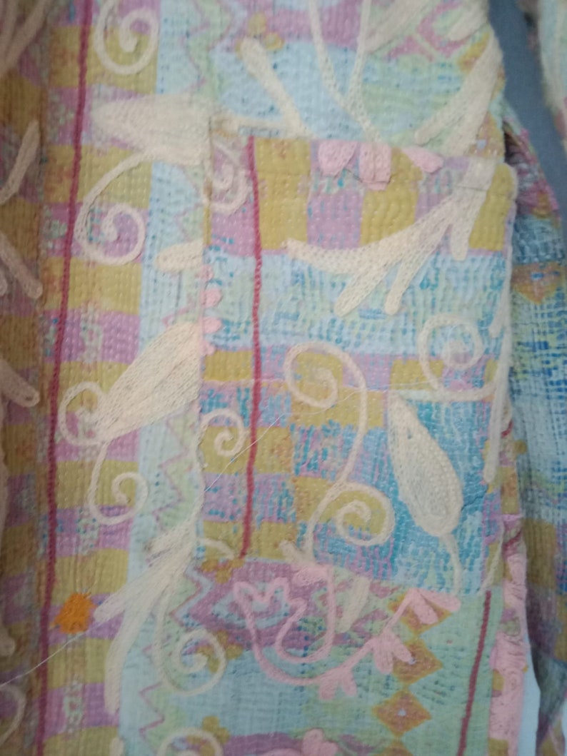 Vintage Suzani Boho Mantel Penny Lane Mantel Wintermantel für Damen Langer Boho-Mantel in hellbraunem, gelbem und gelbem Stickerei-Wintermantel Bild 7