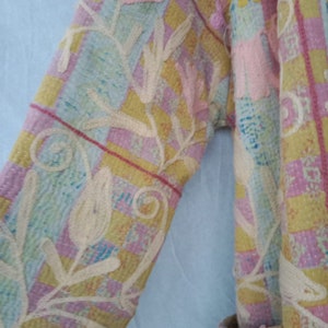 Vintage Suzani Boho Mantel Penny Lane Mantel Wintermantel für Damen Langer Boho-Mantel in hellbraunem, gelbem und gelbem Stickerei-Wintermantel Bild 6