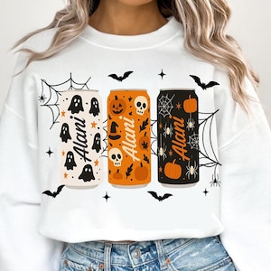 Fall Pumpkin Skull Ghost Soda Sublimation, Halloween Energy Drink Can PNG, Spooky Cans PNG Download, Cute Halloween Can PNG