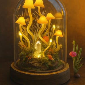 Glowing Crystal Enchanted Mushroom Decor Forest Night Light with - Fantasy Fairy Tale Decor