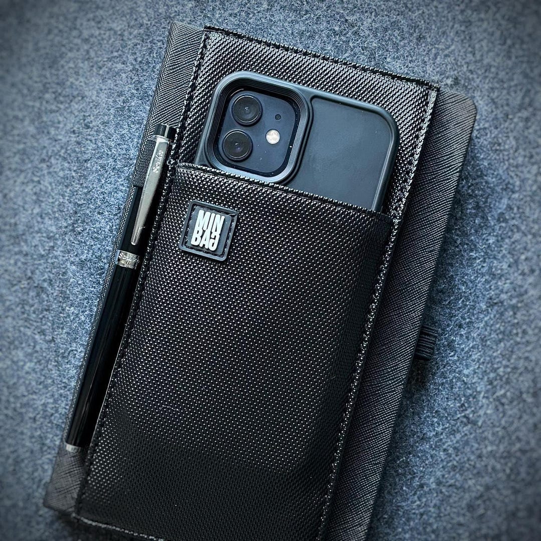 Vegan Leather A5 Notebook & Phone Organizer – Zipper Case, Travel ...