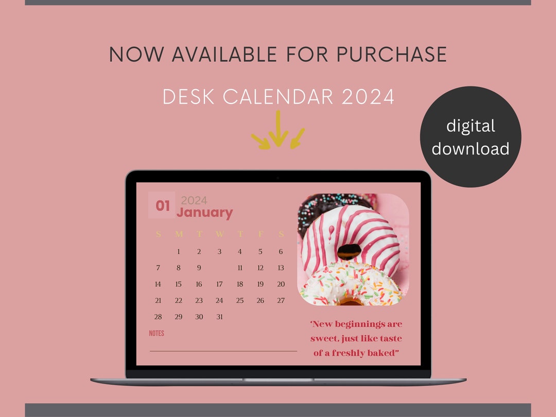 Printable Desk Calendar 2024, Customizable Desk Calendar, Digital Download, Months Calendar