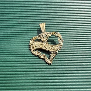 Flat heart pendant solid 14K yellow gold charm real gold minimalist love jewelry unisex romantic gift necklace not gold filled