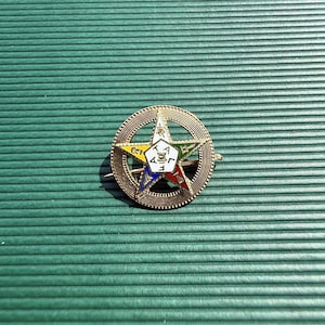 Eastern Star pin solid 14K yellow gold Past Worthy Patron masonic lapel charm real gold Freemason jewelry fraternal gift not gold filled