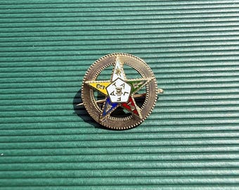 Eastern Star pin solid 14K yellow gold Past Worthy Patron masonic lapel charm real gold Freemason jewelry fraternal gift not gold filled