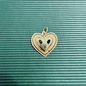 Heart pendant solid 14K yellow gold charm real gold minimalist love jewelry unisex dainty necklace gift idea not gold filled