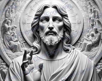High-Resolution Jesus Laser Engraving PNG Files, Detailed Artwork Images for DIY Projects, Perfect for Quality Marking