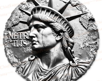 Laser Engraving File | PNG Image for Crafting | Statue of Liberty | Coin Art