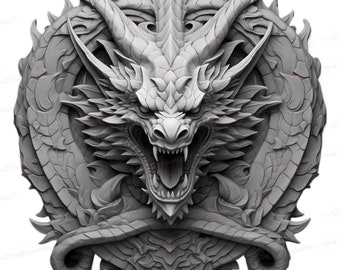 Laser Engrave Dragon Head File | Detailed Digital PNG Download | DIY Crafting | Dragon Engraving Art | Unique Gift Idea
