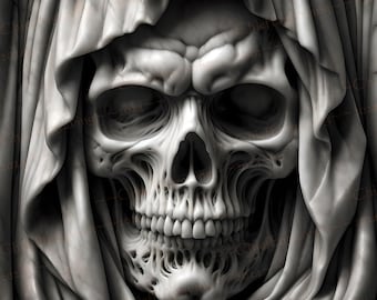 Laser Engraving PNG Files | 3D illusion Skull Digital Art |  High Res Digital Download | Stone Skull | Skeleton | Halloween | Gothic