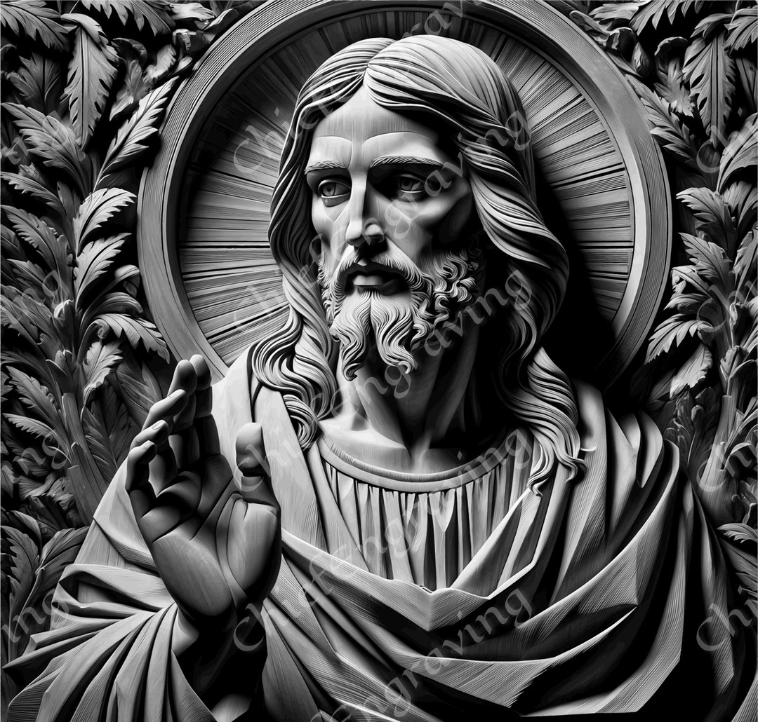 Jesus Laser Engraving 3D Illusion PNG Laser Ready File for Digital
