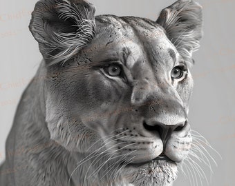 Laser Engraving File | Instant Digital Download PNG | High Resolution |  Lion | Lioness Design | Wildlife