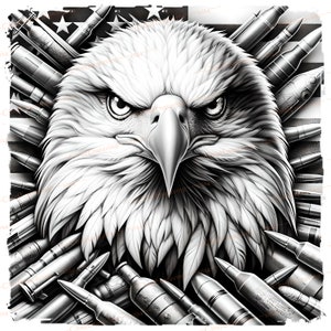 Laser Burn PNG | 3D Illusion | Engrave | Laser Ready | Digital Design File | Bald Eagle Bullet Design | Flag | USA | Patriotic