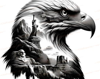 Laser Engraving PNG File | Digital Download | American Bald Eagle | Flag | USA | Patriotic | United States