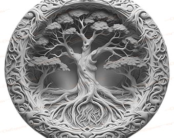Laser Engraving PNG | 3D Illusion | Laser Ready | Engraving File Digital Download | Tree of Life