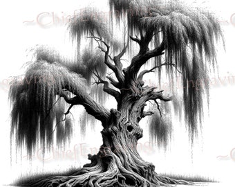 Laser File for Engraving | High Resolution PNG for Laser Crafters | 300 PPI | Old Weeping Willow Tree | DIY Laser