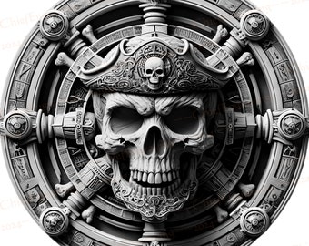Laser Burn PNG 3D Illusion for Laser Ready Engraving Lightburn  Pirate Skull