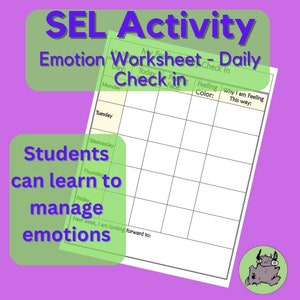 Emotions and Feelings Daily Check in, SEL activity