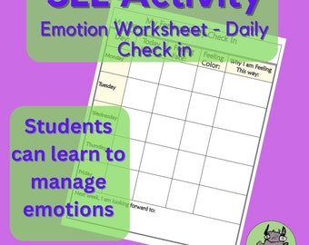 Emotions and Feelings Daily Check In | SEL Activity for Kids & Teens | Emotional Awareness Worksheet