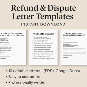 Plantillas de cartas de reembolso y disputa: 10 cartas editables en PDF de Google Docs para aerolíneas, hoteles, alquileres, etc.