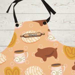 Pan Dulce Concha Custom Apron, Cafecito y Chisme, Mexican Christmas Gift, Christmas Apron, Concha Apron, Regalo para Mujer