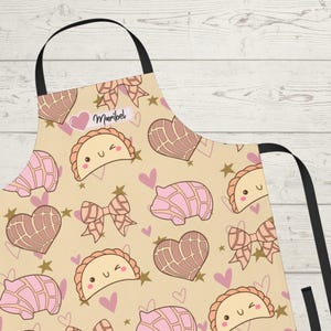 Pan Dulce Concha Custom Apron, Cafecito y Chisme, Mexican Christmas Gift, Mexican Apron, Concha Apron, Regalo para Mujer image 1