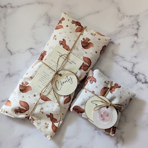 Handmade Heat/Cold Pack and Hand Warmer Gift Set Cozy Therapy Essential Oil Choice Heat Pad Reusable & Microwavable Cute Squirrel