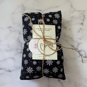 Handmade Heat/Cold Pack Cozy Therapy Essential Oil Choice Rice Pad Reusable & Microwavable Lovely Snowflake Cotton Fabric