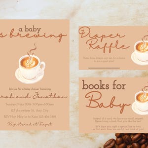 Coffee Bean Baby Shower Invitation: Gender Neutral Invite Set (Digital Download)