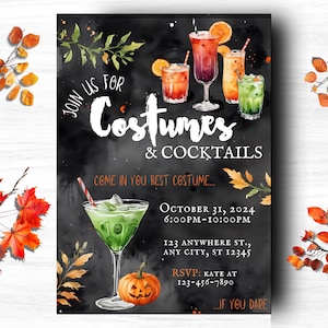 Costumes & Cocktails Halloween Party Invitation (Editable Template, Digital Download)
