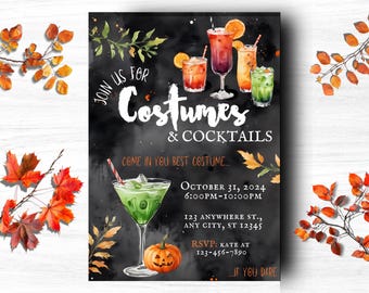 Costumes & Cocktails Halloween Party Invitation (Editable Template, Digital Download)