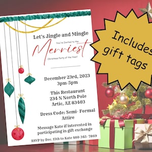 Christmas Party Invitation Message - Christmas Invitation - Christmas Invitation Minimalist  - Invitation Template - Editable Invitation