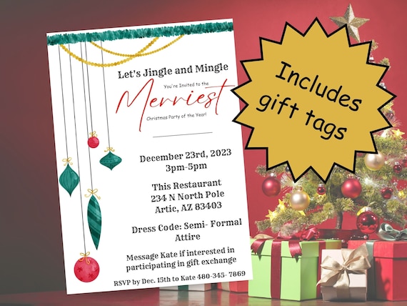 christmas party dress code wording Christmas Holiday Party Announcement With Dress Code In Red Online  Invitation Template
