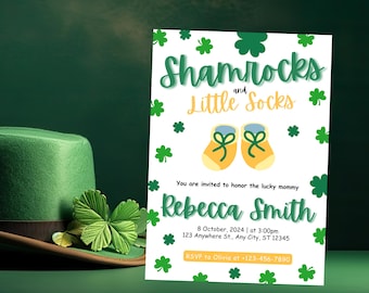 Shamrock Baby Shower Invitation: Lucky Charm Invite (PDF Template)