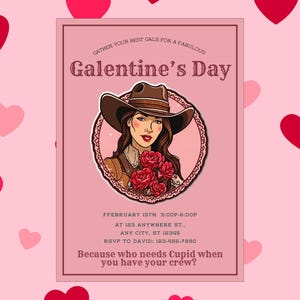 Digitale anti-Valentijnsuitnodigingen - Galentine's Day-uitnodiging - bewerkbare sjablonen voor Girls Night - leuke ideeën voor feestavond