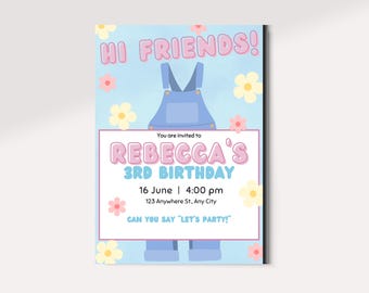 Miss Rachel Birthday Invitation - Editable Digital Invite - Customizable Kids Party Template - Ms Rachel