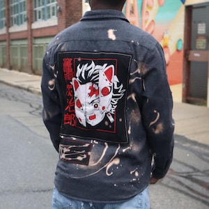 The Demon Slayer Button Up - Thrifted, up cycled & handmade - Unisex Size Mens M