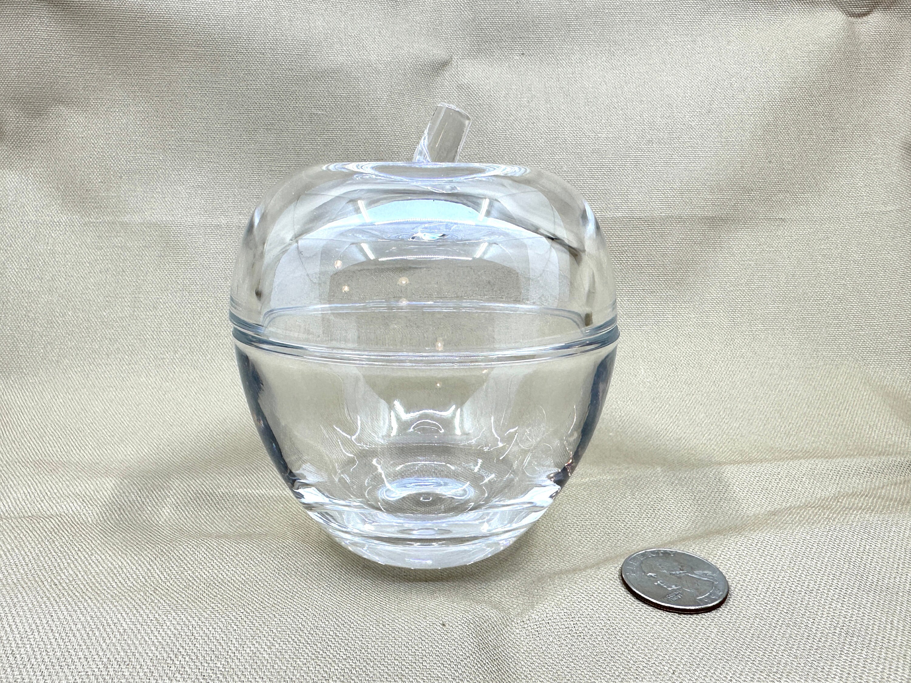 ティファニー　りんご　蓋置　ガラス Tiffany & Co. Crystal Apple Candy Dish Trinket Box Two Piece