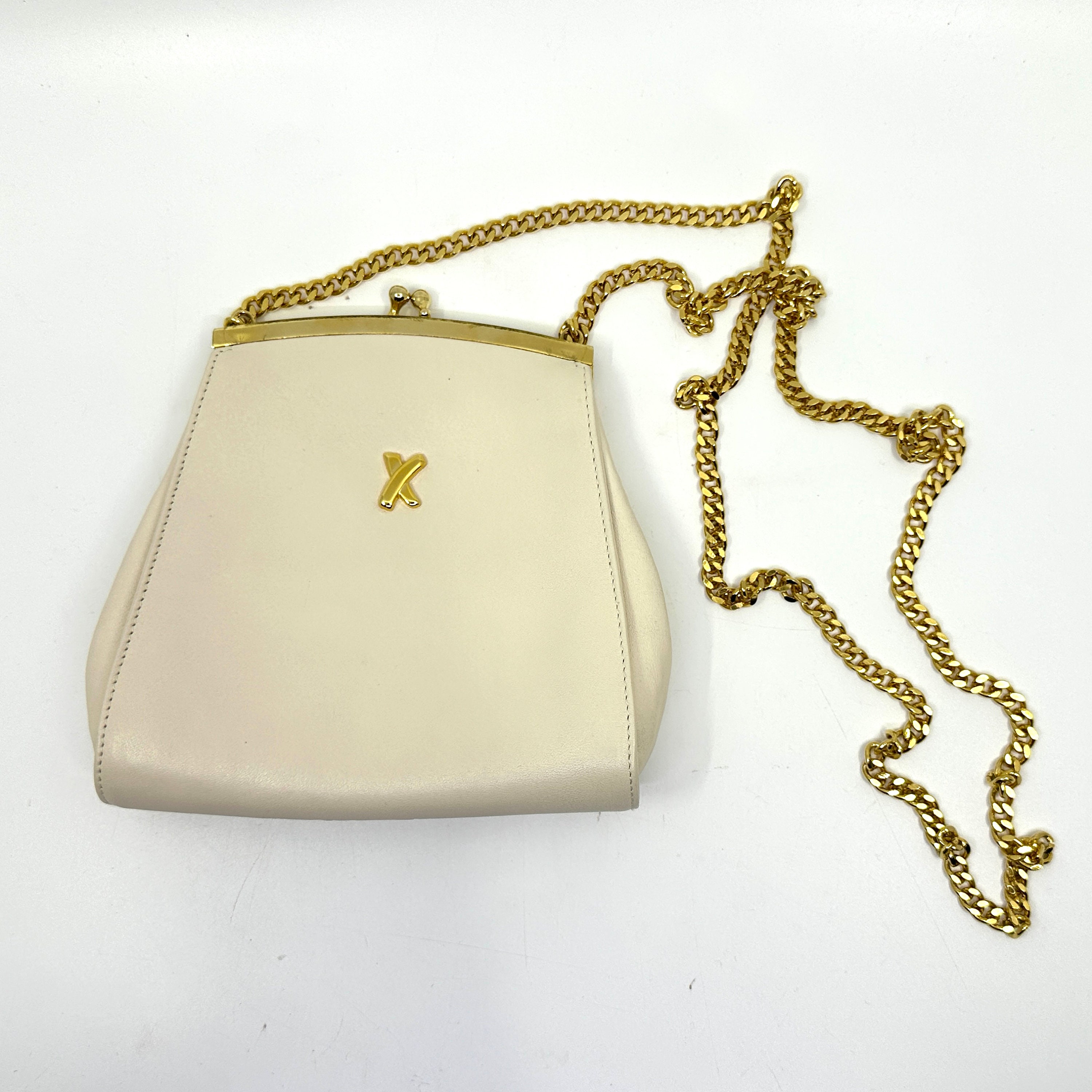Rare Vintage Paloma Picasso Leather Mini Handbag Purse With Gold