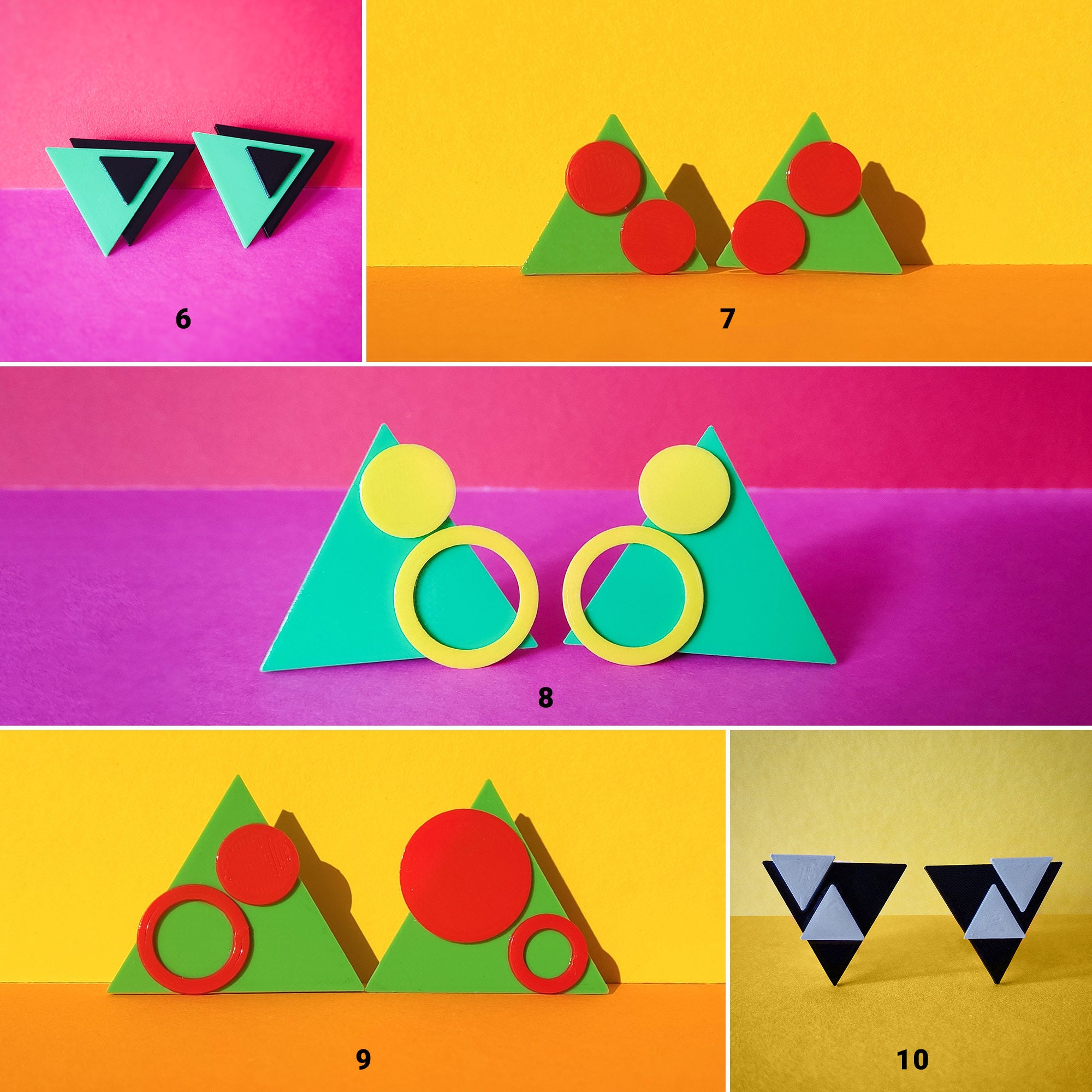 Geometric Stud Earrings, Triangle Earrings, 3D Printed Earrings, Statement Earrings, Minimalist