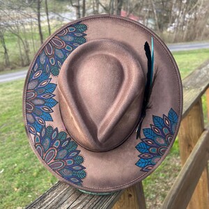 Hand Painted Fedora Hat Peacock - Etsy display picture 2