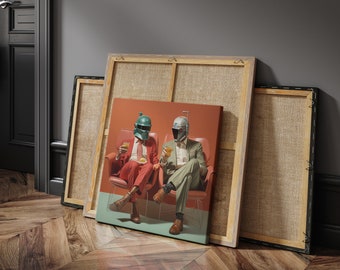 Imaginary Arte "Toasting Duo", Exhibition Canvas art, Eclectic Print for room, AI Generated Art, Digital download